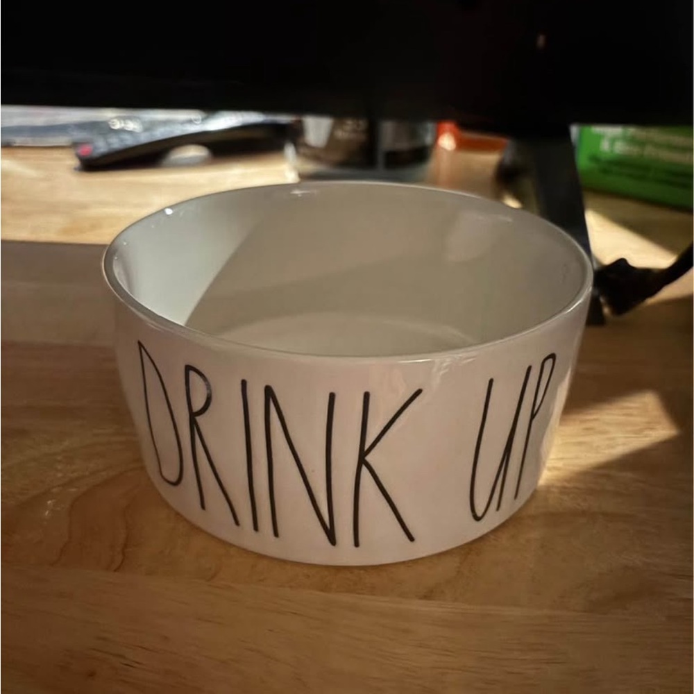 RAE DUNN White Ceramic Drink Up cereal Bowl